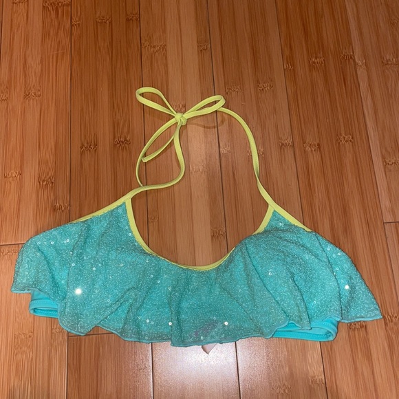 Victoria's Secret Swim Sparkle Aqua And Neon Green Bikini Poshmark